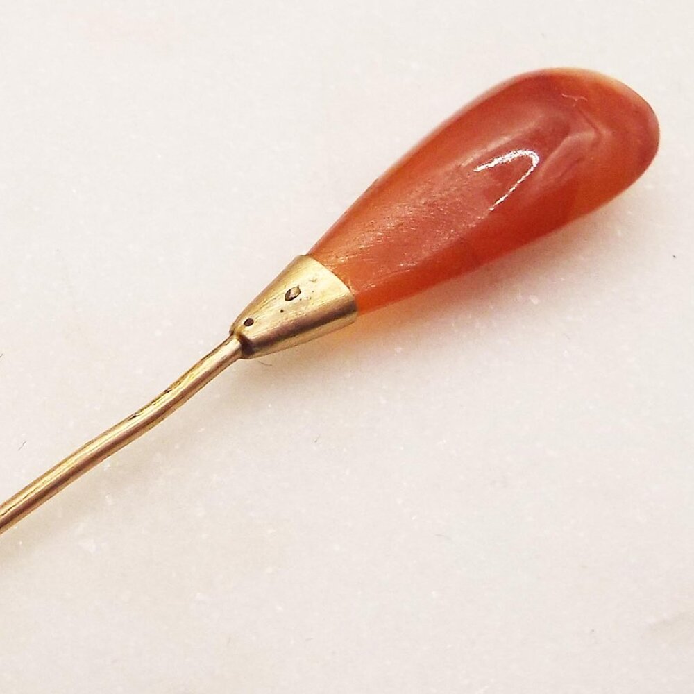 Antique 10k Solid Gold Butterscotch Carnellian St… - image 3